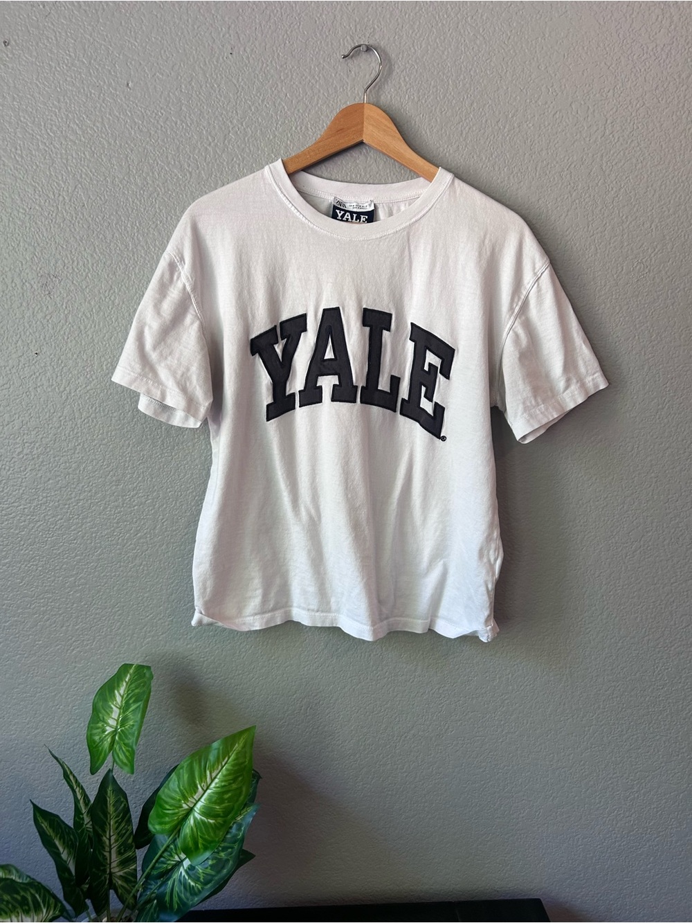 Zara White Tee with Navy Yale University Logo